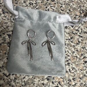 Hey June Audrey Silver Bow Drop Earrings